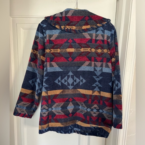 Vintage Southwest Aztec Woven Jacket Western Boho Ethnic Tribal Print M - Picture 7 of 8
